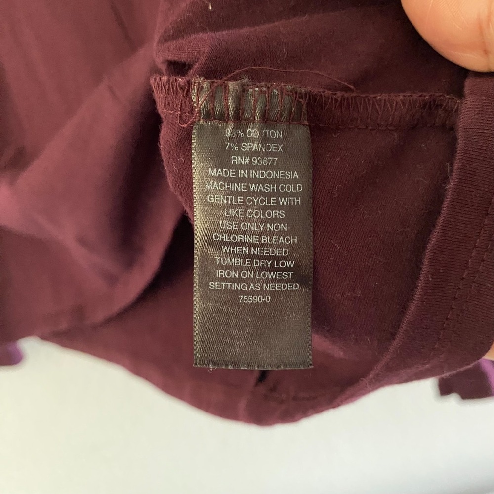 BOLD ELEMENTS Burgundy ‎ Cold Shoulder Jersey Long Sleeve Tee Sz L Cotton - Picture 9 of 9